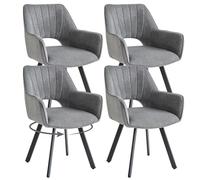 GrandCA HOME set di 4 Sedia da pranzo girevole a 360° con braccioli,sedia da cucina moderna,con gambe in metallo,ideale per cucine,sale da pranzo e camere da letto-Grigio scuro
