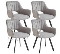 GrandCA HOME set di 4 Sedia da pranzo girevole a 360° con braccioli,sedia da cucina moderna,con gambe in metallo,ideale per cucine,sale da pranzo e camere da letto-Grigio chiaro