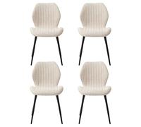 GrandCA HOME Set di 4 sedie da pranzo imbottite, da cucina nordica, imbottite, con gambe in metallo, cuscino in tessuto, beige