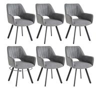 GrandCA HOME set di 6 Sedia da pranzo girevole a 360° con braccioli,sedia da cucina moderna,con gambe in metallo,ideale per cucine,sale da pranzo e camere da letto-Grigio scuro