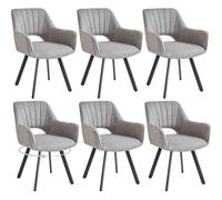 GrandCA HOME set di 6 Sedia da pranzo girevole a 360° con braccioli,sedia da cucina moderna,con gambe in metallo,ideale per cucine,sale da pranzo e camere da letto-Grigio chiaro