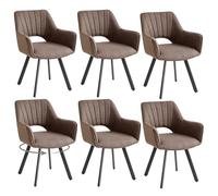 GrandCA HOME set di 6 Sedia da pranzo girevole a 360° con braccioli,sedia da cucina moderna,con gambe in metallo,ideale per cucine,sale da pranzo e camere da letto-Marrone scuro
