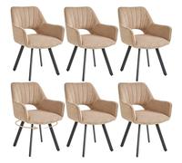 GrandCA HOME set di 6 Sedia da pranzo girevole a 360° con braccioli,sedia da cucina moderna,con gambe in metallo,ideale per cucine,sale da pranzo e camere da letto-Marrone chiaro