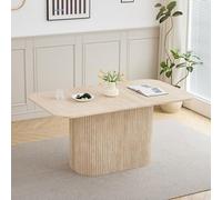 GrandCA HOME Tavolo da Pranzo Rettangolare con Angoli Arrotondati, Tavolo da Pranzo Moderno Cucina da 160 cm con Base in Legno, Ampio Piano di Lavoro in MDF, per 4-8 Persone, Travertino Giallo