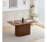 GrandCA HOME Tavolo da Pranzo Rettangolare con Angoli Arrotondati, Tavolo da Pranzo Moderno Cucina da 160 cm con Base in Legno, Ampio Piano di Lavoro in MDF, per 4-8 Persone, Venature del Legno Scuro