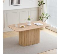 GrandCA HOME Tavolo da Pranzo Rettangolare con Angoli Arrotondati, Tavolo da Pranzo Moderno Cucina da 160 cm con Base in Legno, Ampio Piano di Lavoro in MDF, per 4-8 Persone, Venature del Legno Chiaro