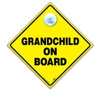 Grandchild di bordo, Grandchild ON BOARD CARTELLO AUTO, Classico giallo, BABY ON BOARD, bimbo a Bordo Segnale,ADESIVO PARAURTI,adesivi,AUTO STEMMA, AUTO BAMBINO STEMMA
