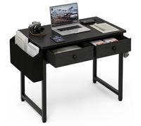 Grandder - Scrivania piccola per computer con 2 cassetti in tessuto, scrivania da gioco da 80 x 40 cm con borse portaoggetti e cassetti, tavolo da studio e scrittura per piccoli spazi, colore: nero