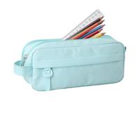 Grande 2 scomparti con chiusura lampo, astuccio portapenne, portapenne, portapenne, organizer per bambini, ragazze, studenti, regalo di compleanno, per scuola, ufficio, ragazze e studenti, Blu, vedi