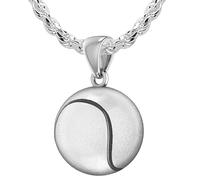 Grande 925 Argento Sterling 3D Palla da Tennis Ciondolo Collana, 18.5mm
