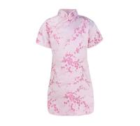 , grande, a maniche corte, colletto alto, stampa floreale, semi di chicco cinese, vestito di Capodanno, abiti da vacanza con leggings, Colore: rosa., 6-12 Mesi