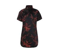 , grande, a maniche corte, colletto alto, stampa floreale, semi di chicco cinese, vestito di Capodanno, abiti da vacanza con leggings, Nero , 7-8 Jahre