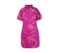 , grande, a maniche corte, colletto alto, stampa floreale, semi di chicco cinese, vestito di Capodanno, abiti da vacanza con leggings, rosa intenso, 18-24 Mesi