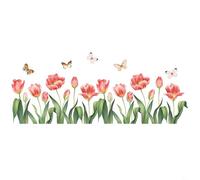 Grande adesivo da parete con fiore e farfalla floreale con nastro di trasferimento per la decorazione della casa - materiale PVC rimovibile 30 x 90 cm