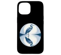 Grande airone blu a specchio in acqua design Custodia per iPhone 15