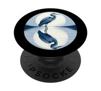 Grande airone blu a specchio in acqua design PopSockets PopGrip Adesivo