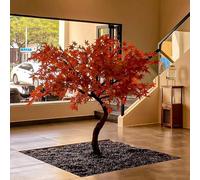 Grande albero finto di acero rosso, splendido albero di simulazione paesaggio, foglia d'acero rosso, bonsai artificiale per interni ed esterni, piante artificiali per la decorazione della casa