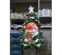 GRANDE ALBERO H.34 Cm con BABBO NATALE su SEDIA a DONDOLO ILLUMINATO LED 834X034
