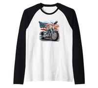 Grande America Look con Questa Aquila e Moto Grafica Maglia con Maniche Raglan