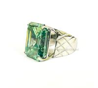 Grande Anello 50 KT Blu Trattato Diamante Smeraldo Taglio Anello VVS1