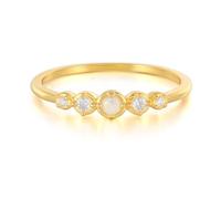 Grande anello di fidanzamento da donna Half Eternity con opale multicolore rotondo oro giallo, I 1/2, Oro giallo 14 carati, Opale