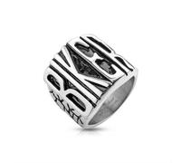 Grande Anello Uomo Acciaio Massiccio Biker Taglia Forma Cilindro Nuovo S1004
