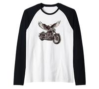 Grande Aquila con Grandi Ali per Gli Amanti delle motociclette Maglia con Maniche Raglan