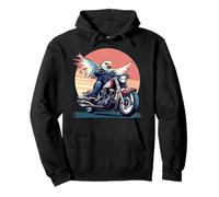 Grande aquila con moto per gli amanti della libertà e pilota Felpa con Cappuccio
