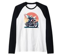 Grande aquila con moto per gli amanti della libertà e pilota Maglia con Maniche Raglan