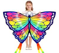 Grande aquilone colorato a forma di farfalla, 100 x 86 cm, linea singola colorata con coda, aquilone da spiaggia per principianti, con manico di avvolgimento e lenza, per bambini, per giochi di volo e