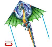 Grande Aquilone Drago Verde,Aquilone a Linea Singola,Facile da Far Volare,con 100 m di Corda per Coda Lunga,Ideale per Spiaggia,Parco e Attività all'Aperto,Adatto ai Principianti agli Adulti