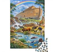 Grande Arca di Legno Puzzle 1000 Pezzi Carta Puzzle per Adulti Paradiso degli Animali Gioco di Puzzle 1000 Pezzi Relax Famiglia Regalo Decorazione 70x50cm/1000pcs