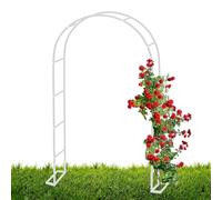 Grande arco da giardino alto 2,3 m, robusto traliccio in metallo per piante rampicanti, pergola tubolare bianca con base (lunghezza 350 x larghezza 40 x altezza 220 cm) - perfetto per decorazioni