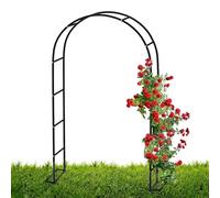Grande arco da giardino da 2,0 m, 2,2 m, 2,3 m di altezza, robusto traliccio in metallo per piante rampicanti, pergola tubolare con base (nero, 260 x 40 x 220 cm)