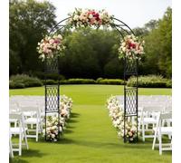 Grande Arco da Giardino in Metallo (120 x 220 cm) con Pareti Laterali Decorative, Pergola per Piante Rampicanti, Griglia per Rose