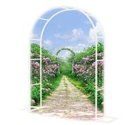 Grande arco da giardino in metallo, 2,8 m, 3,9 m e 3,5 m di altezza, traliccio in acciaio per piante rampicanti e decorazioni per matrimoni, gazebo da esterno resistente con base (colore nero)
