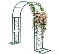 Grande Arco in Giardino con Base, Supporto per Piante Rampicanti, Arco per Rose Traliccio in Metallo Resistente alle Intemperie, 140 180 220 260 300 340cm Pergola da Giardino(Green,W180xH230cm)