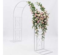 Grande Arco in Giardino con Base, Supporto per Piante Rampicanti, Arco per Rose Traliccio in Metallo Resistente alle Intemperie, 140 180 220 260 300 340cm Pergola da Giardino(White,W220xH270cm)