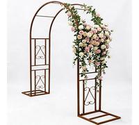 Grande Arco in Giardino con Base, Supporto per Piante Rampicanti, Arco per Rose Traliccio in Metallo Resistente alle Intemperie, 140 180 220 260 300 340cm Pergola da Giardino(Brown,W180xH230cm)