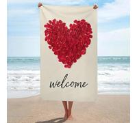 Grande asciugamano da spiaggia in microfibra senza sabbia, con petali di rosa rossa, grande, multiuso, assorbente, per bagno e piscina, 130 x 80 cm