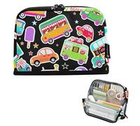 Grande astuccio con cerniera astuccio per matite astuccio per matite borsa per penne in aula per ragazzi giapponese preppy college forniture scolastiche carine cartoni animati nero