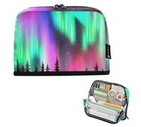 Grande astuccio con cerniera, astuccio per matite, astuccio per matite, borsa per penne in classe, per ragazzi, per scuola, scuola, ufficio, vibrante, cielo notturno, colorato, aurora