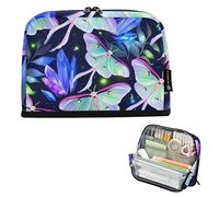 Grande astuccio con cerniera astuccio per matite incandescente luna falene farfalla matite borse di stoccaggio ragazze aula penna sacchetto stampe college scuola superiore forniture per ufficio