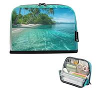 Grande astuccio con cerniera astuccio per matite tropicale spiaggia palme costa borsa per matite carino penna pennarello borsa per ragazze cancelleria personalizzata per bambini forniture per il
