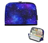 Grande astuccio con cerniera e stelle, blu e viola, con nebulosa e cielo notturno, astuccio per matite e matite, grazioso astuccio per penne e pennarelli, per ragazze e ragazze, motivo floreale, per