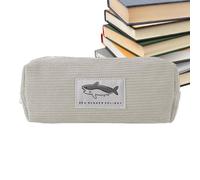 Grande astuccio di carta da lettere di squalo con grande capacità - Astuccio con motivo animale, astuccio con ricamo, astuccio multiuso per matite, pennarelli, matite colorate, Grigio chiaro, vedi