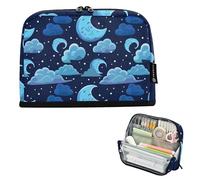 Grande astuccio per matite con cerniera astuccio per matite carino astuccio per penne ragazze studenti preppy college forniture scolastiche stravaganti notte cielo luna nuvola blu