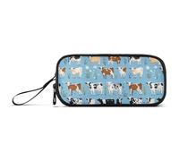 Grande astuccio per matite di grande capacità per bambini astuccio per scuola superiore con manico dolce mucca blu cielo