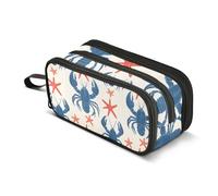 Grande astuccio retrò blu aragosta astuccio portatile per cancelleria da ufficio borsa per trucco per studenti universitari universitari ragazze ragazzi, Multicolore, Taglia unica, Beauty Case