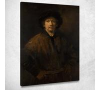 Grande Autoritratto Rembrandt van Rijn, rvr84 quadro stampato su tela, fine art, assemblato pronto da appendere 50x70 cm